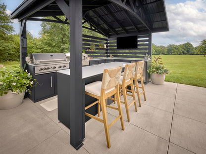 Langston | Covered Walk-In Outdoor Kitchen with Built-In Griddle & Pizza Oven