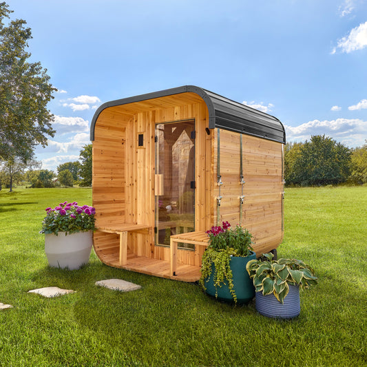 Lennon Outdoor Cube Sauna with Porch – 2-4 Person