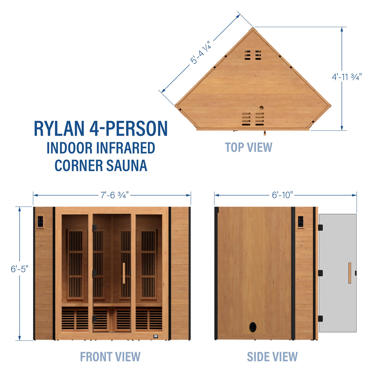 Rylan Indoor Infrared Corner Sauna – 4 Person